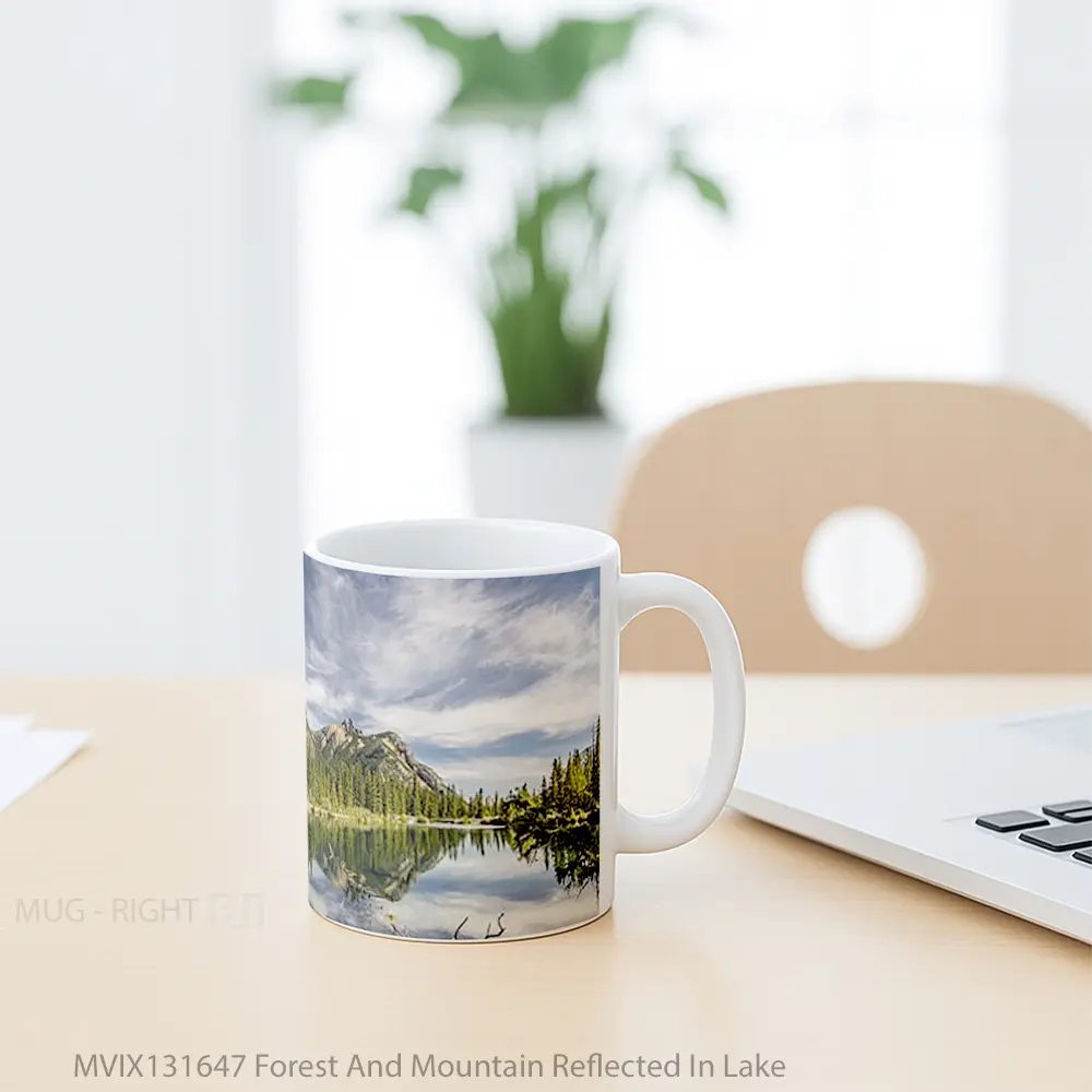 Mug Forest And Mountain Reflected In Lake Gelas Pemandangan Alam - All-side / Desain