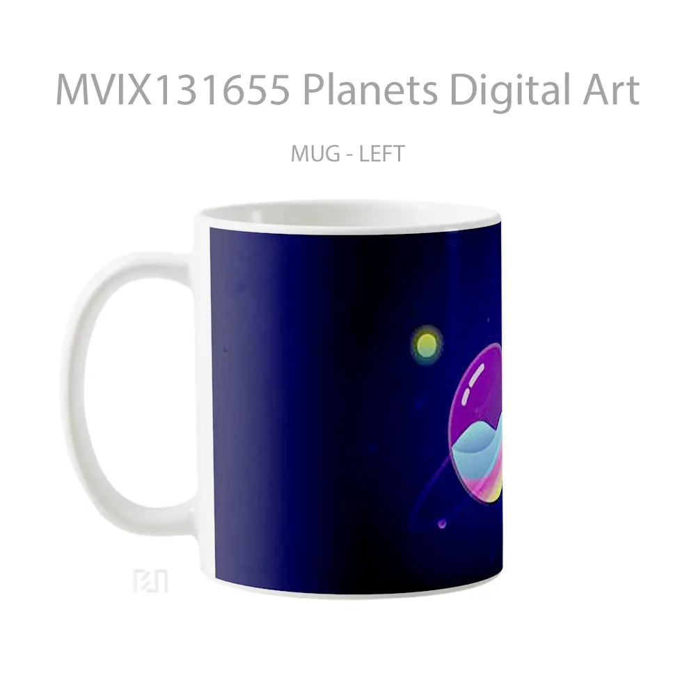 Mug Planets Digital Art Gelas Seni Modern - All-side / Desain