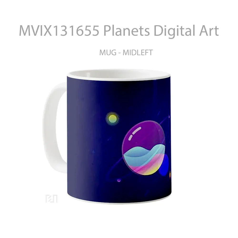 Mug Planets Digital Art Gelas Seni Modern - All-side / Desain