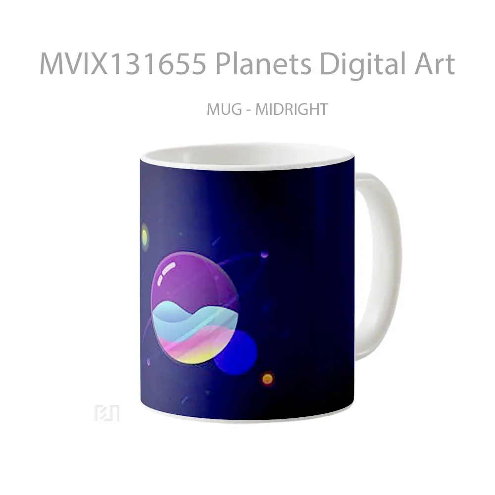 Mug Planets Digital Art Gelas Seni Modern - All-side / Desain