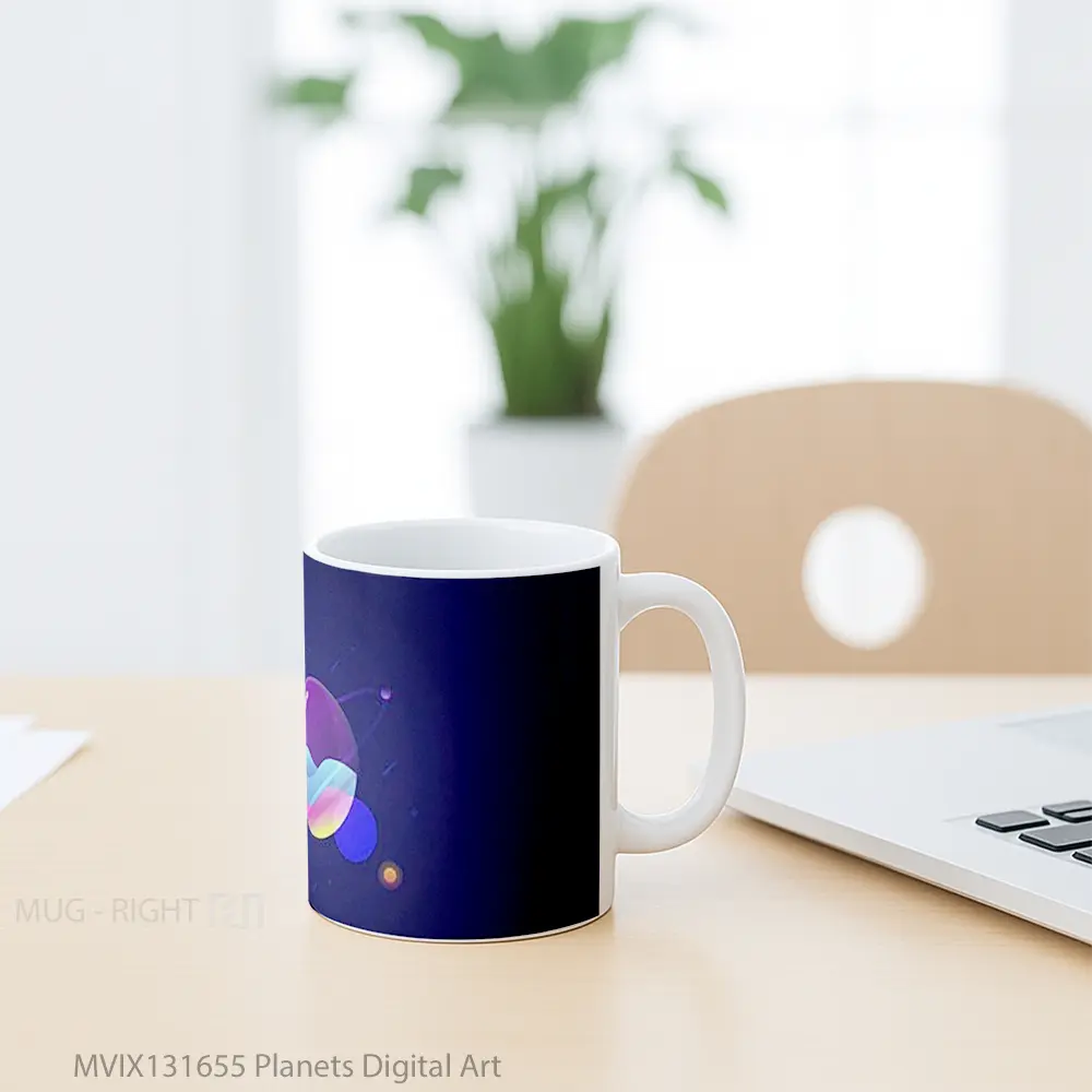 Mug Planets Digital Art Gelas Seni Modern - All-side / Desain