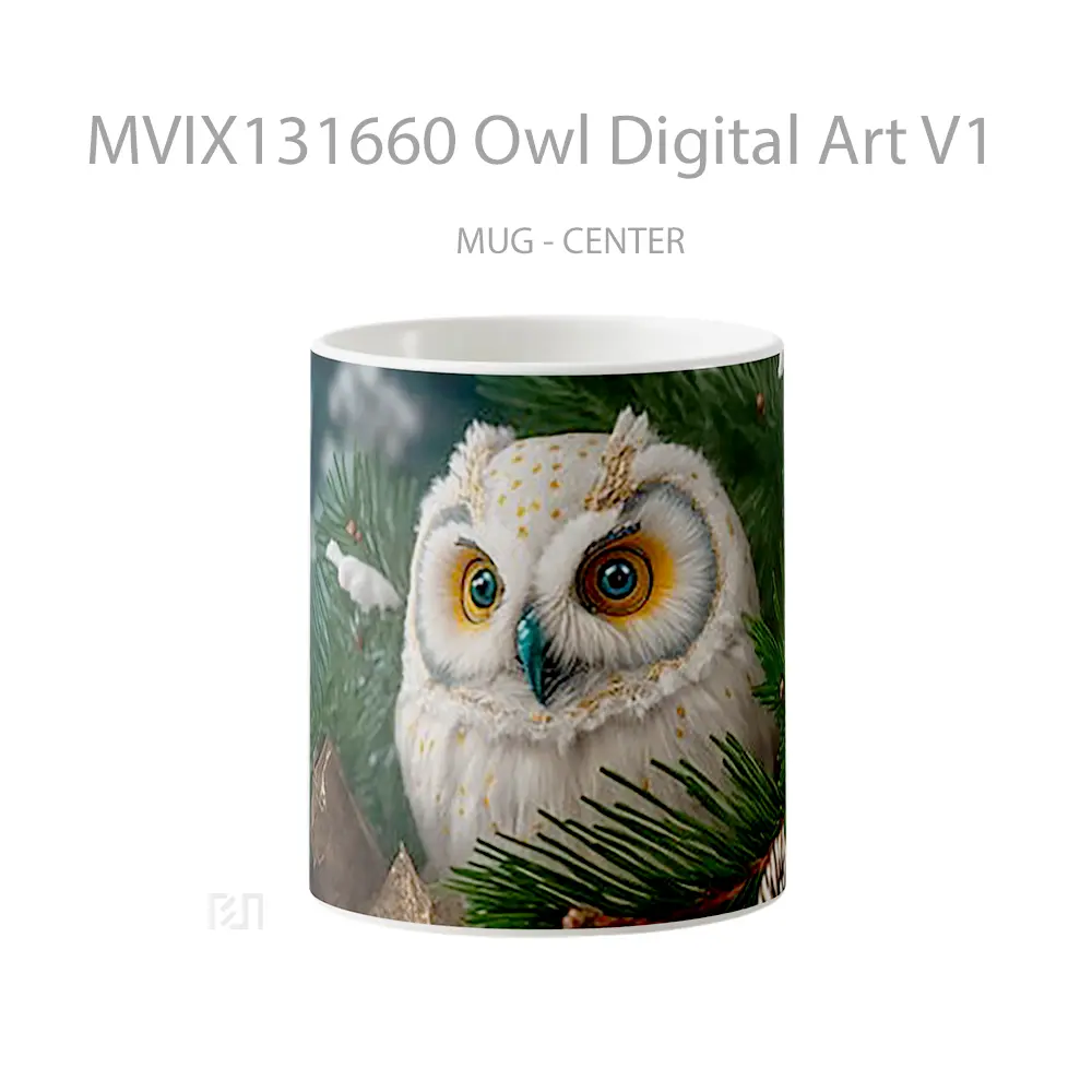Mug Keramik Premium SNI - Mug Owl Digital Art V1 Gelas Hewan Lucu