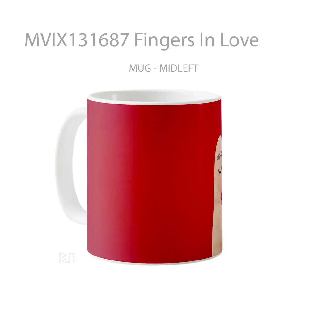 Mug Fingers In Love Gelas Keramik Unik - All-side / Desain