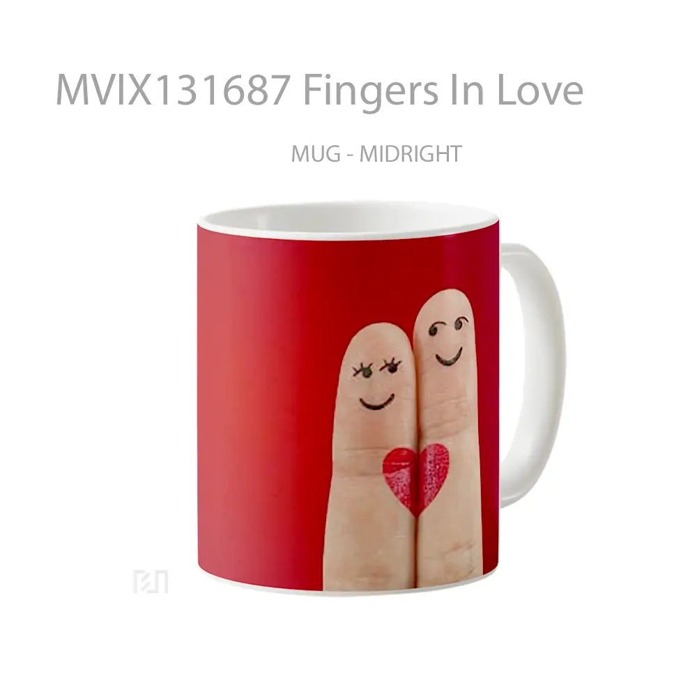 Mug Fingers In Love Gelas Keramik Unik - All-side / Desain