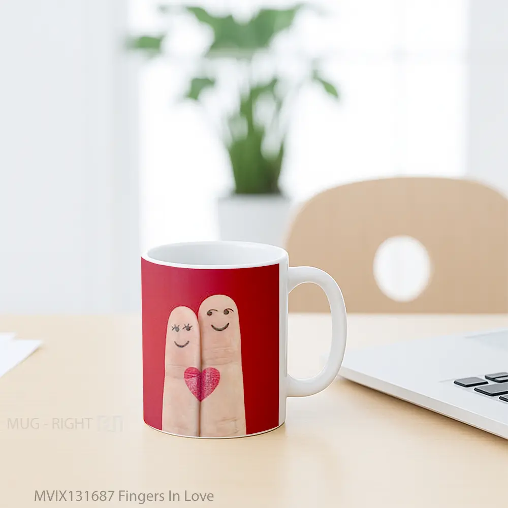 Mug Fingers In Love Gelas Keramik Unik - All-side / Desain