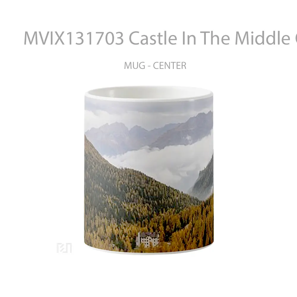Mug Castle In The Middle Of Mountains And Forest Gelas Pemandangan Alam