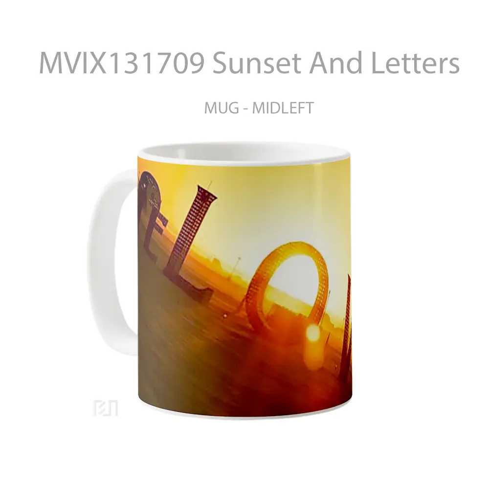 Mug Sunset And Letters Gelas Pemandangan Alam - All-side / Desain