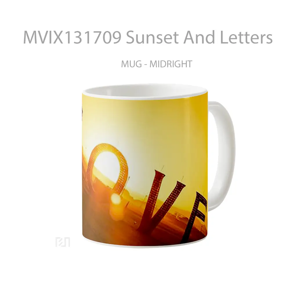 Mug Sunset And Letters Gelas Pemandangan Alam - All-side / Desain