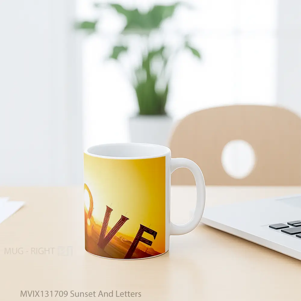 Mug Sunset And Letters Gelas Pemandangan Alam - All-side / Desain