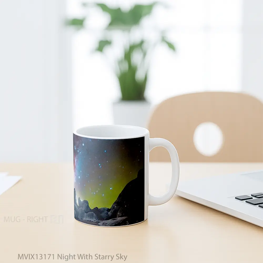 Mug Night With Starry Sky Gelas Pemandangan Alam - All-side / Desain