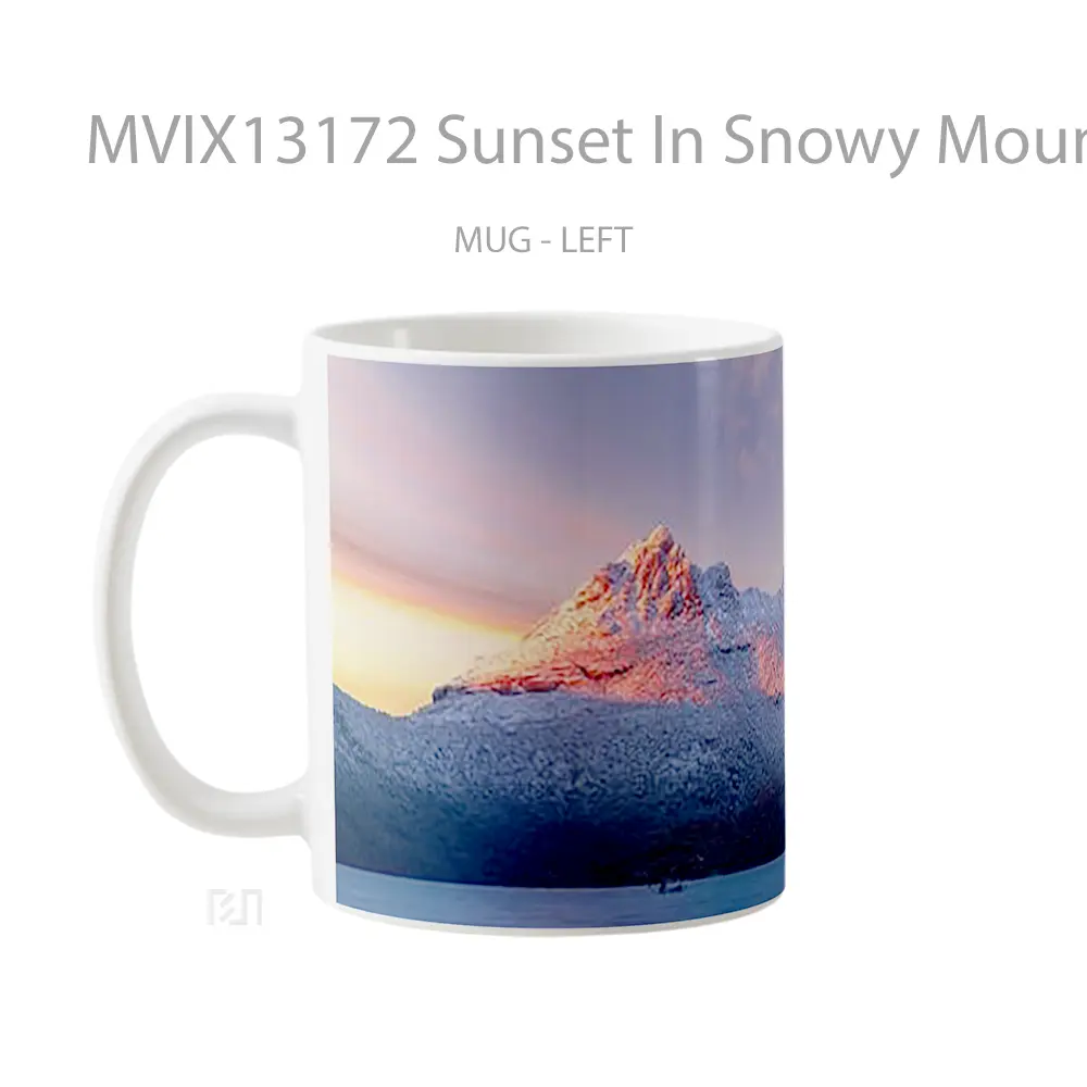 Mug Sunset In Snowy Mountains V1 Gelas Pemandangan Alam - All-side / Desain