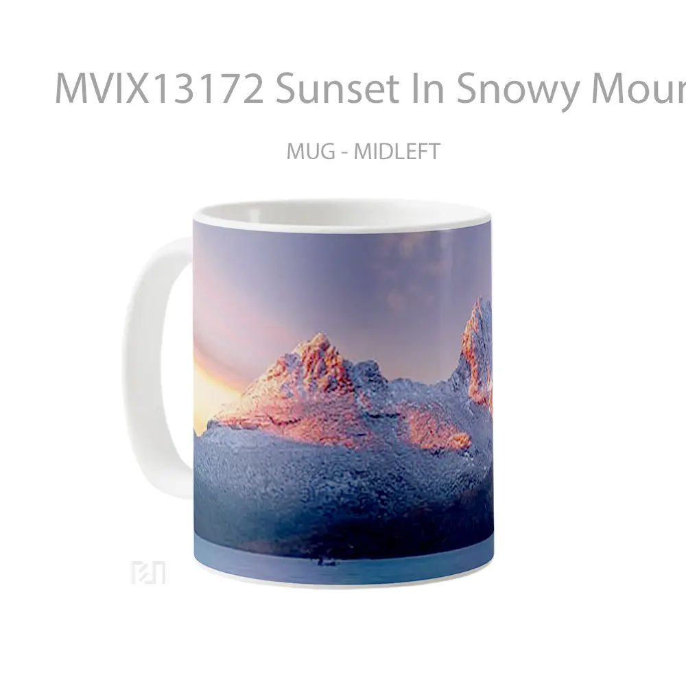 Mug Sunset In Snowy Mountains V1 Gelas Pemandangan Alam - All-side / Desain