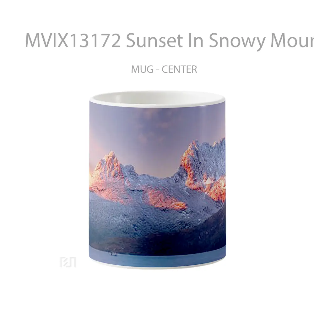 Mug Sunset In Snowy Mountains V1 Gelas Pemandangan Alam