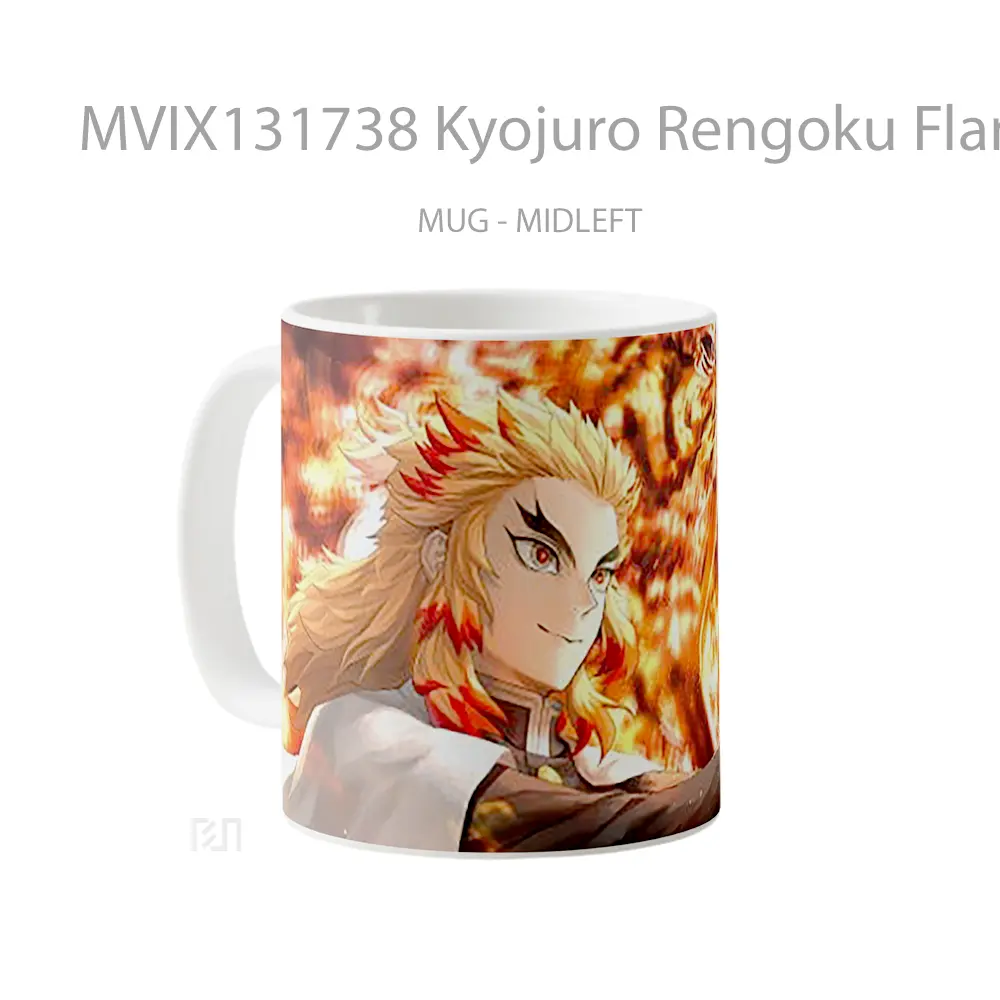 Mug Kyojuro Rengoku Flame Tiger From Kimetsu No Yaiba Cangkir Anime - All-side / Desain