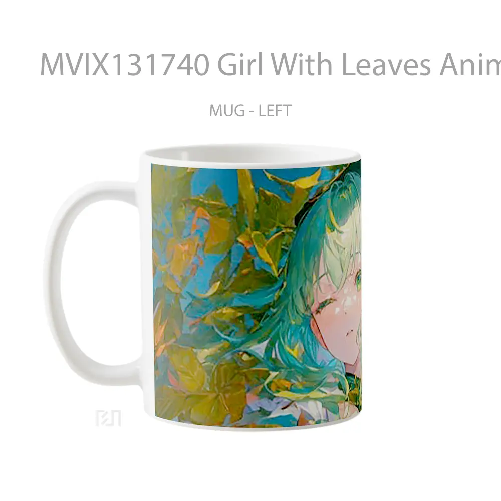 Mug Girl With Leaves Anime Cangkir Anime - All-side / Desain