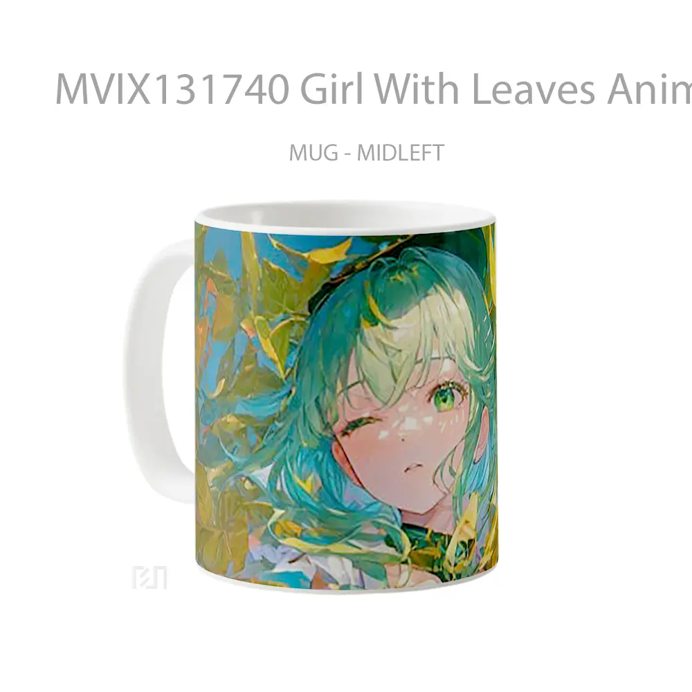Mug Girl With Leaves Anime Cangkir Anime - All-side / Desain