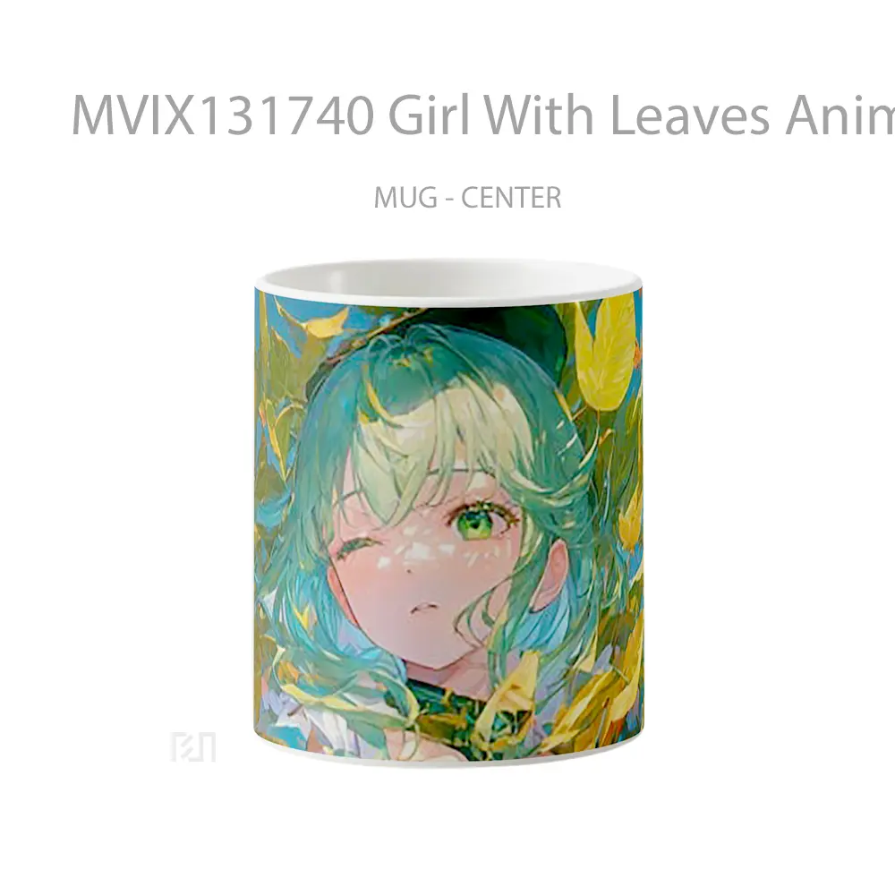 Mug Girl With Leaves Anime Cangkir Anime