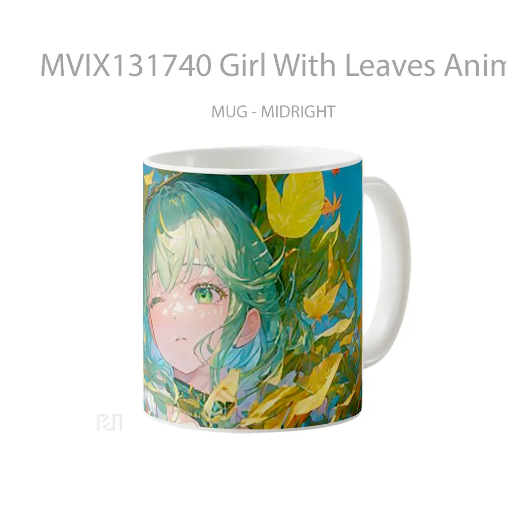 Mug Girl With Leaves Anime Cangkir Anime - All-side / Desain
