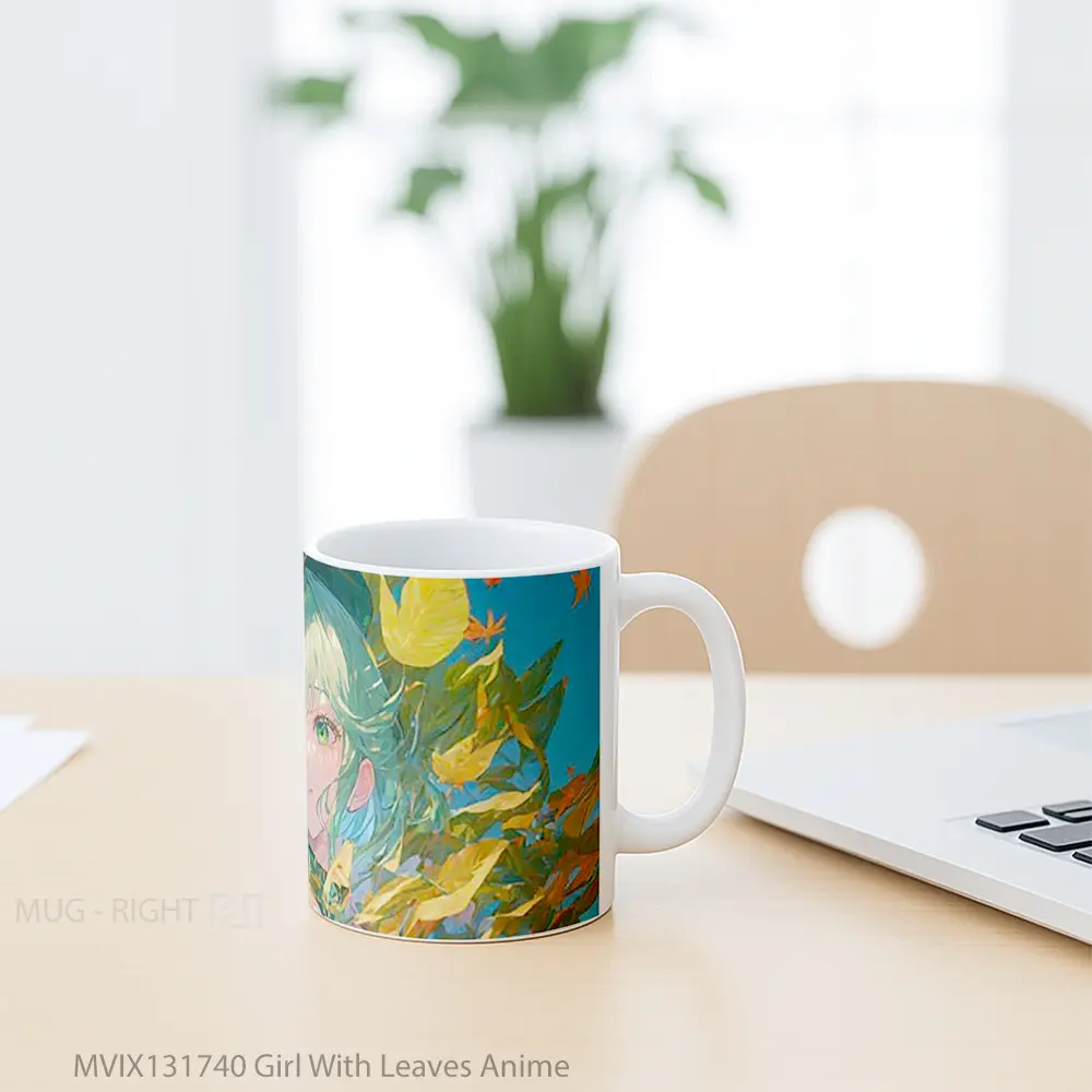 Mug Girl With Leaves Anime Cangkir Anime - All-side / Desain