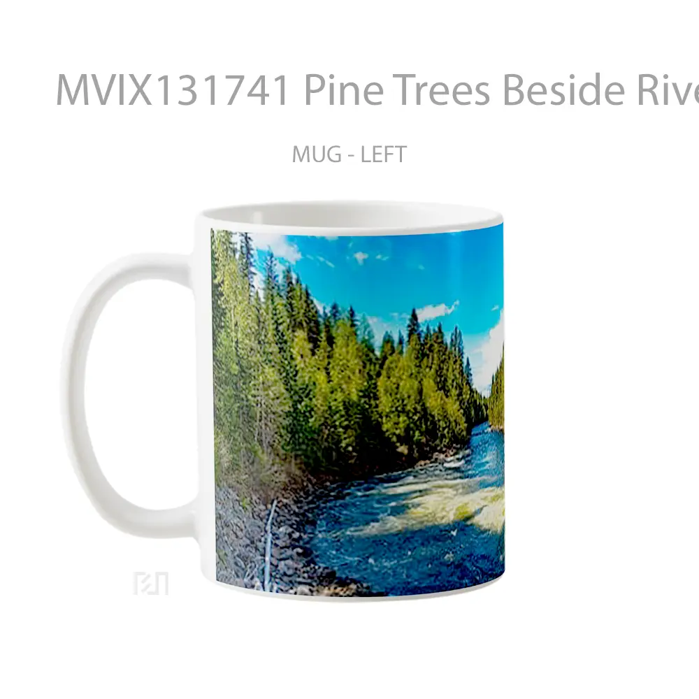 Mug Pine Trees Beside River Gelas Pemandangan Alam - All-side / Desain
