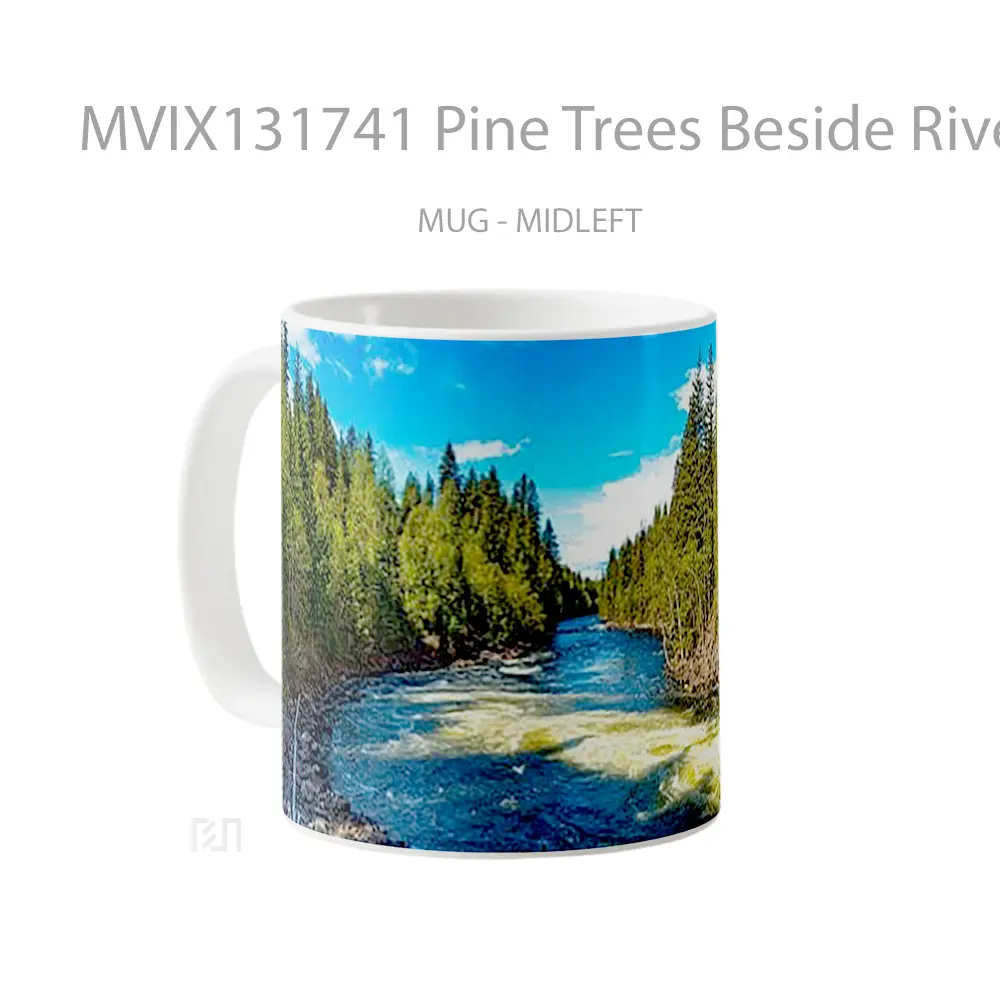 Mug Pine Trees Beside River Gelas Pemandangan Alam - All-side / Desain