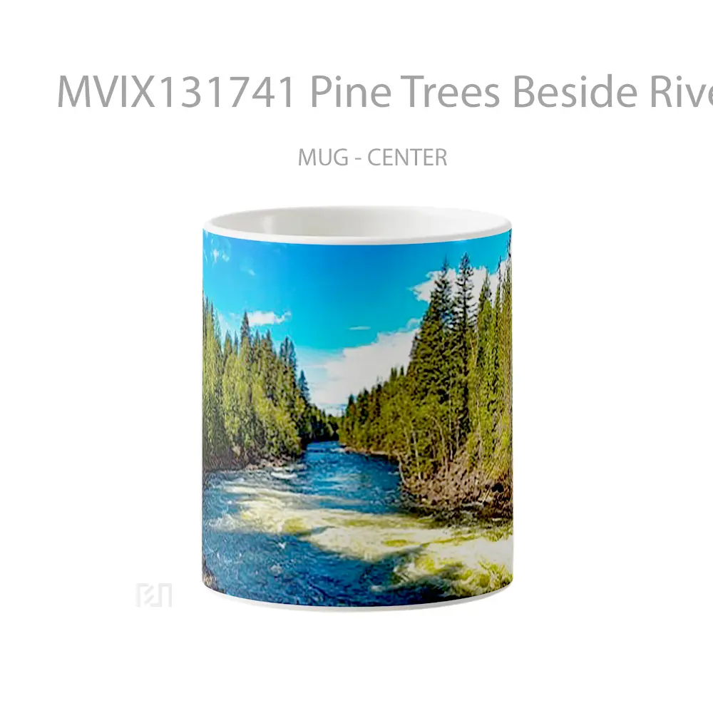 Mug Pine Trees Beside River Gelas Pemandangan Alam