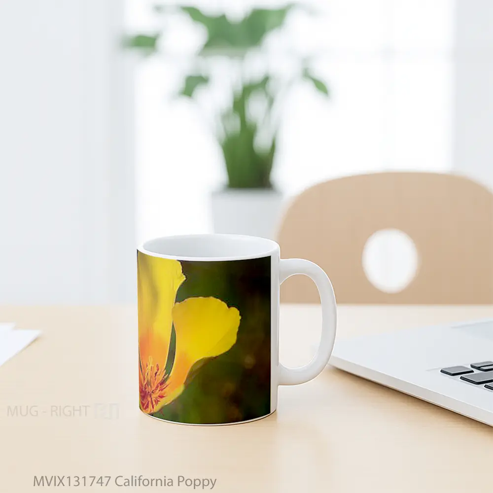Mug California Poppy Gelas Keramik Unik - All-side / Desain