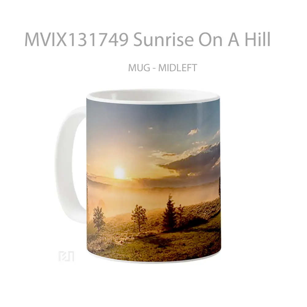 Mug Sunrise On A Hill Gelas Pemandangan Alam - All-side / Desain