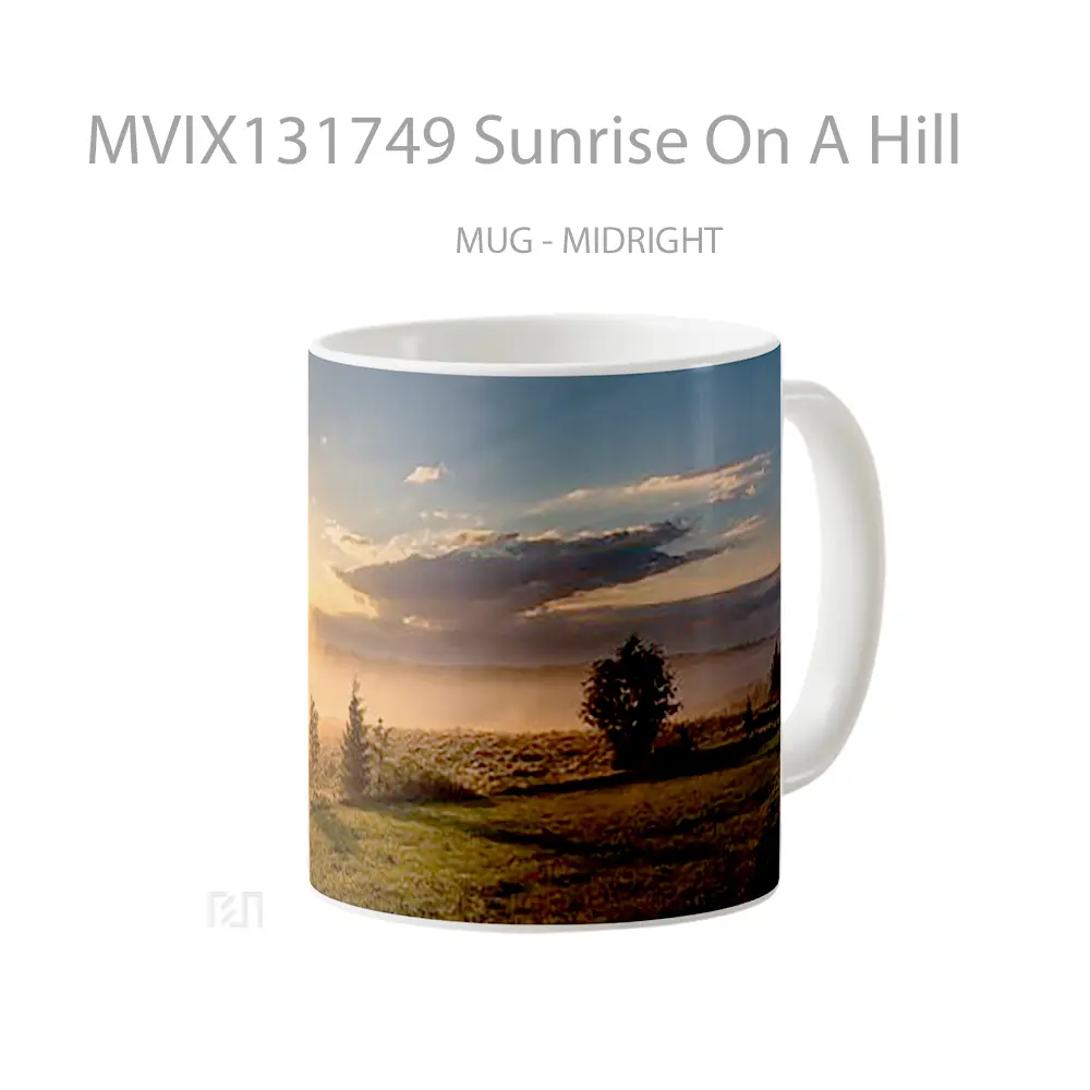 Mug Sunrise On A Hill Gelas Pemandangan Alam - All-side / Desain