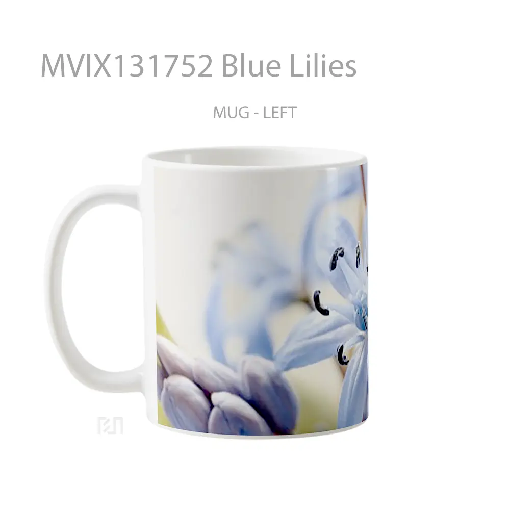 Mug Blue Lilies Gelas Keramik Unik - All-side / Desain