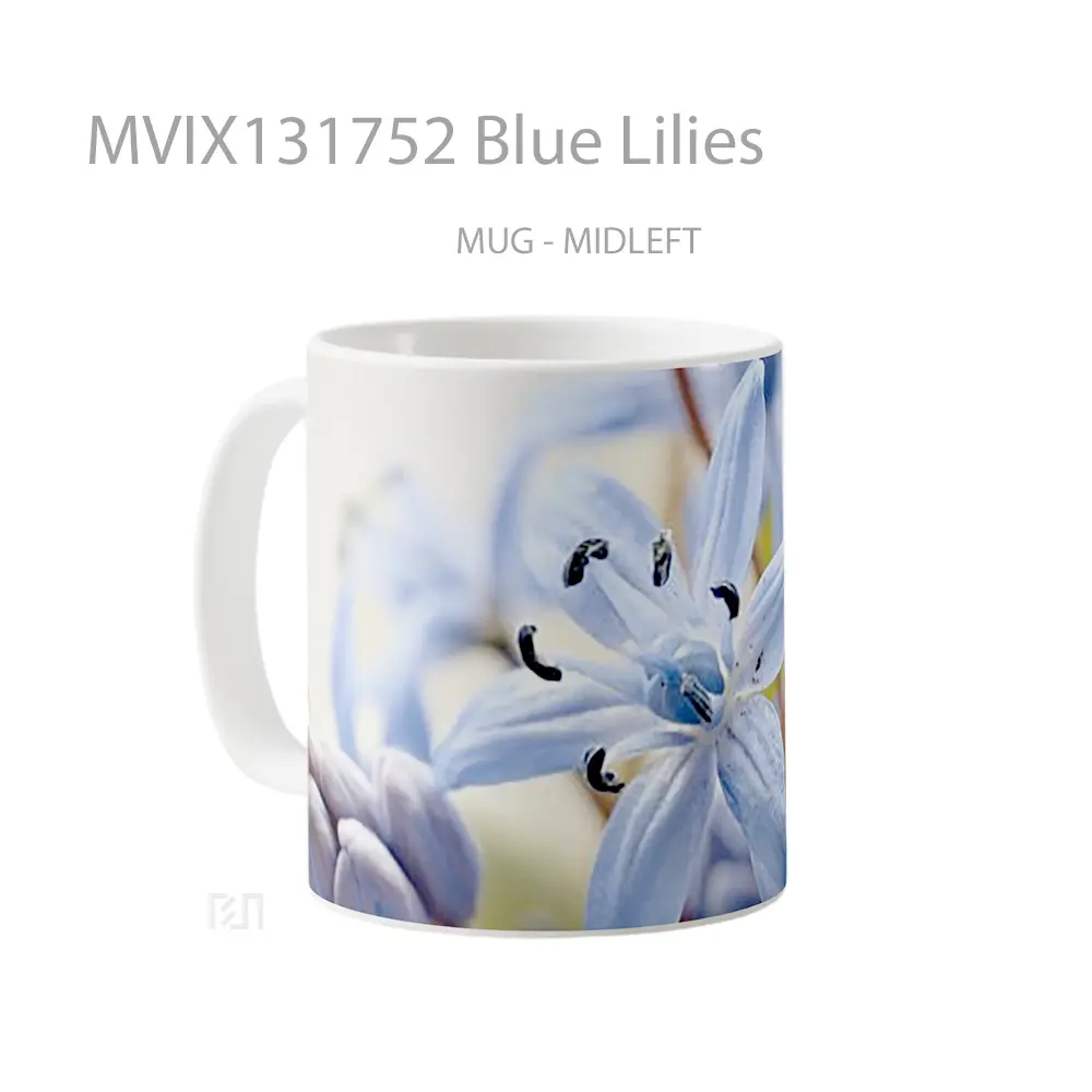 Mug Blue Lilies Gelas Keramik Unik - All-side / Desain