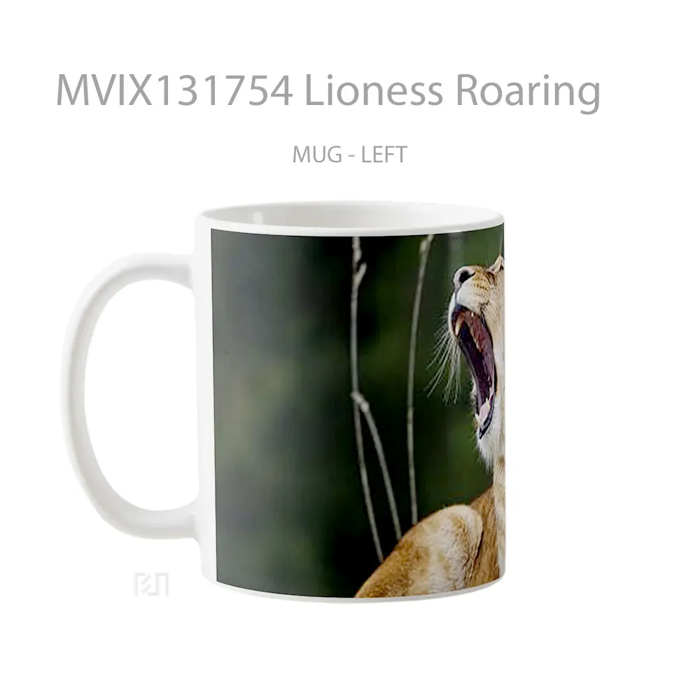 Mug Lioness Roaring Gelas Keramik Unik - All-side / Desain