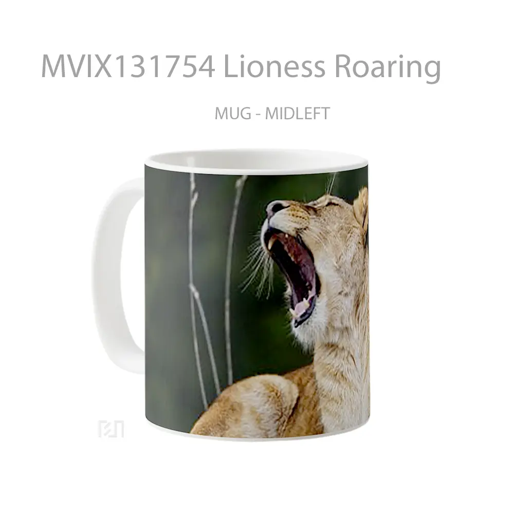 Mug Lioness Roaring Gelas Keramik Unik - All-side / Desain
