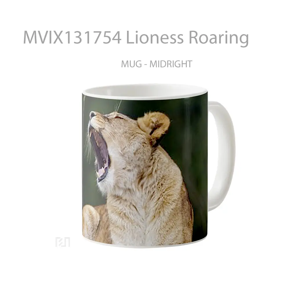 Mug Lioness Roaring Gelas Keramik Unik - All-side / Desain