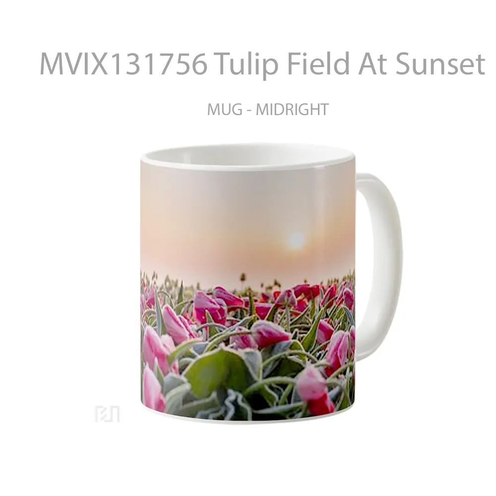 Mug Tulip Field At Sunset Gelas Pemandangan Alam - All-side / Desain