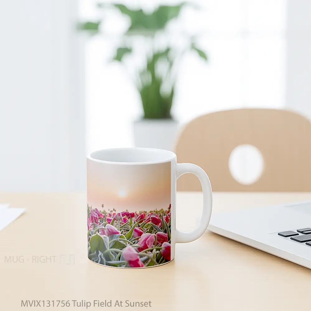 Mug Tulip Field At Sunset Gelas Pemandangan Alam - All-side / Desain