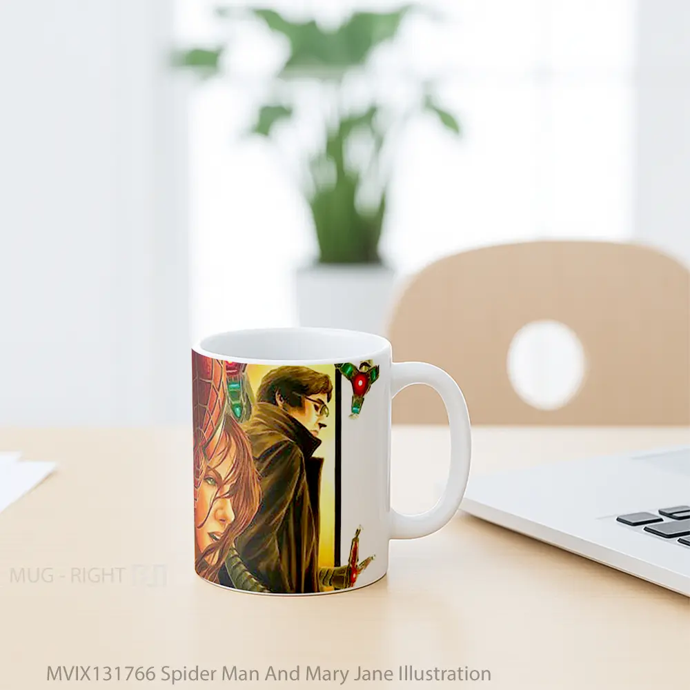 Mug Spider Man And Mary Jane Illustration Gelas Superhero - All-side / Desain