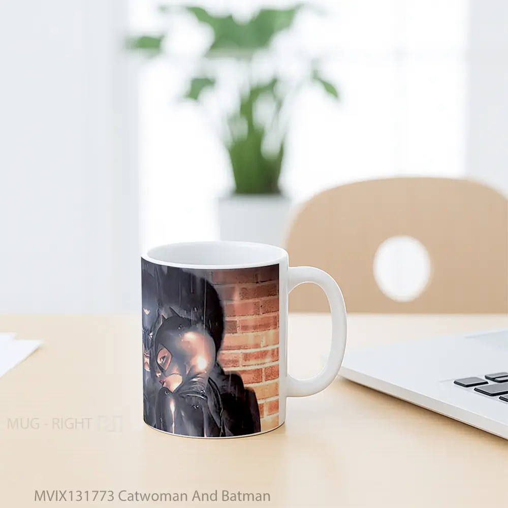 Mug Catwoman And Batman Gelas Superhero - All-side / Desain