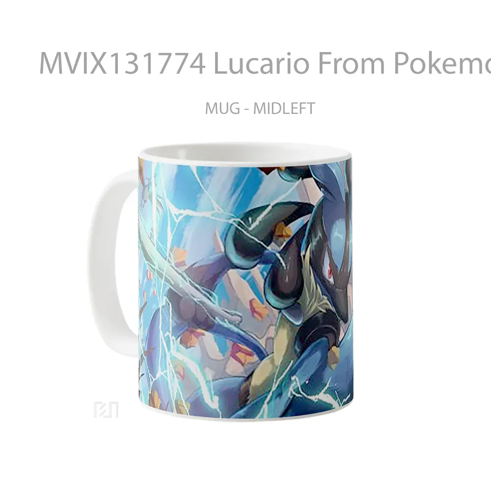 Mug Lucario From Pokemon Cangkir Anime - All-side / Desain