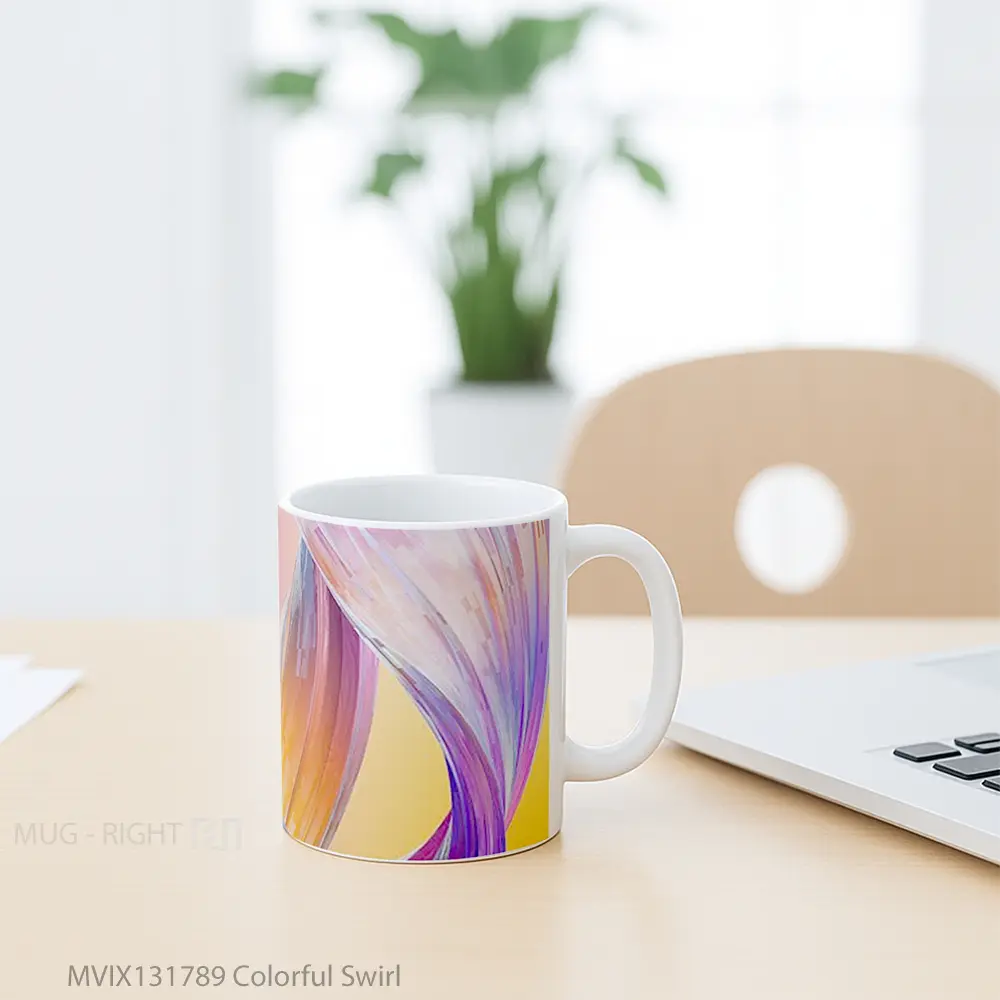 Mug Colorful Swirl Gelas Keramik Unik - All-side / Desain