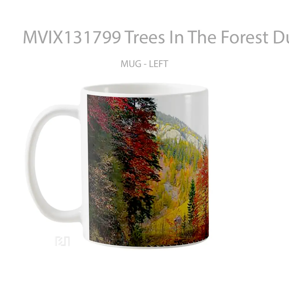 Mug Trees In The Forest During Autumn Gelas Pemandangan Alam - All-side / Desain
