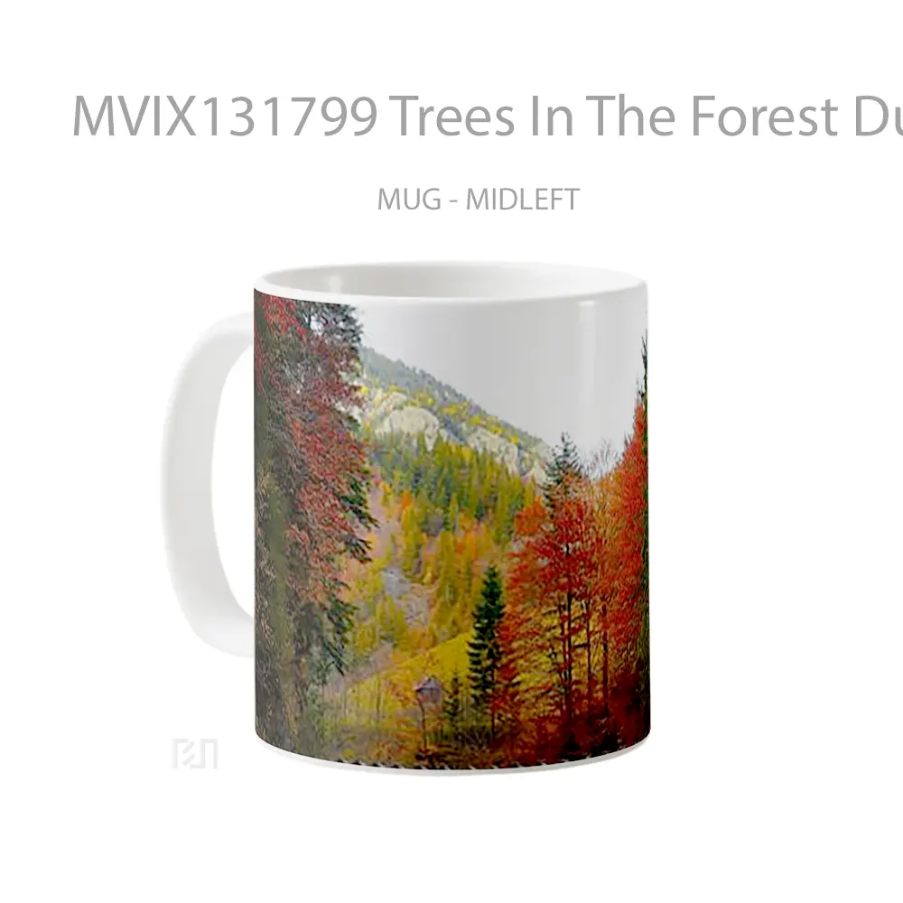 Mug Trees In The Forest During Autumn Gelas Pemandangan Alam - All-side / Desain