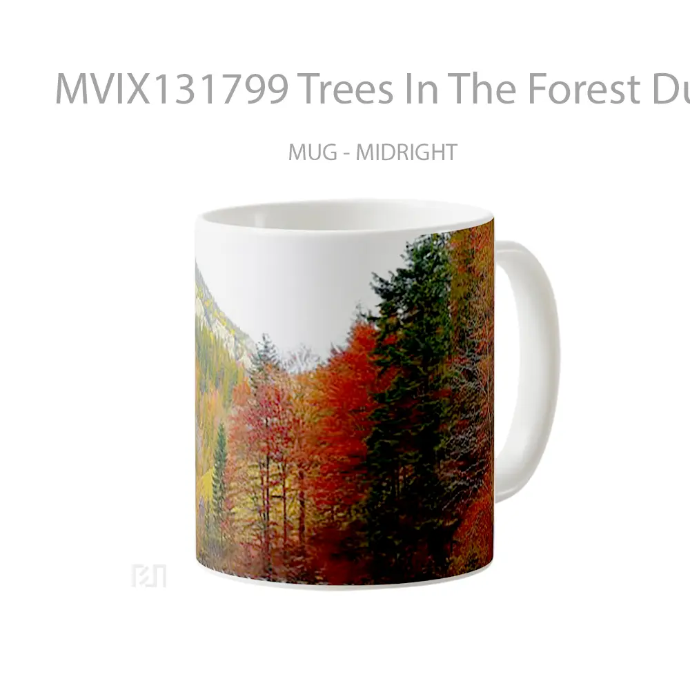 Mug Trees In The Forest During Autumn Gelas Pemandangan Alam - All-side / Desain