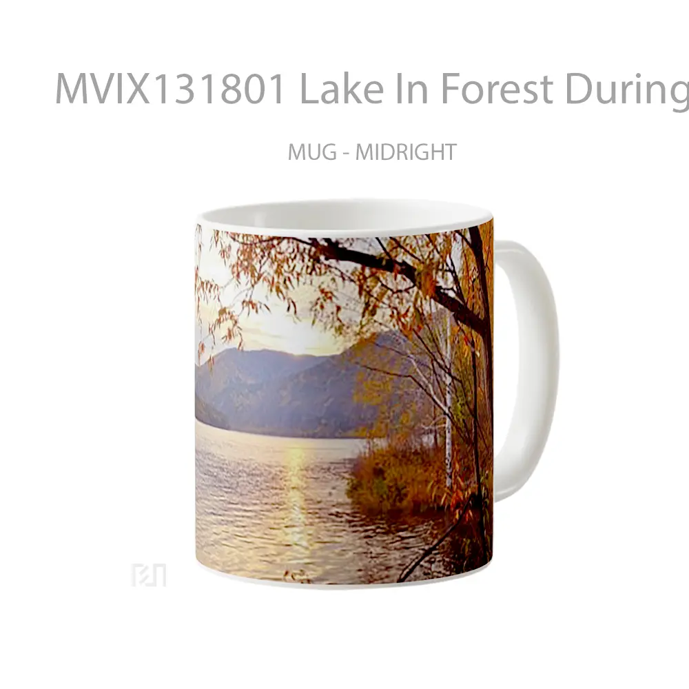 Mug Lake In Forest During Autumn Gelas Pemandangan Alam - All-side / Desain