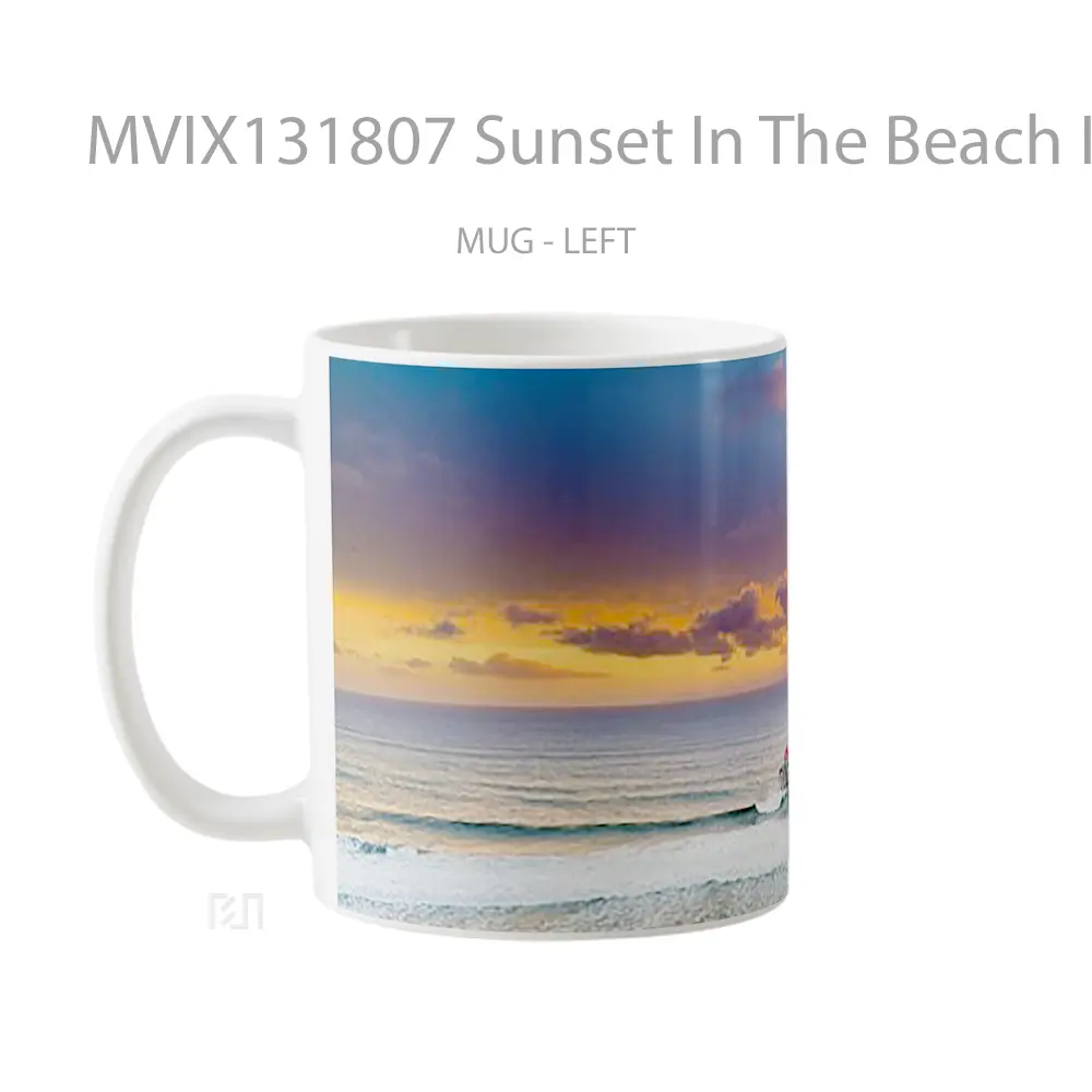 Mug Sunset In The Beach In Pier Next To Waves Gelas Pemandangan Alam - All-side / Desain