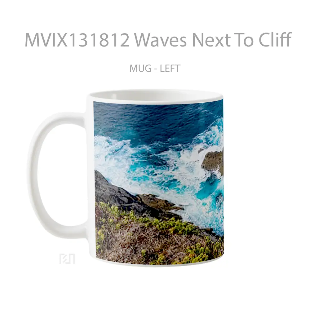 Mug Waves Next To Cliff Gelas Keramik Unik - All-side / Desain