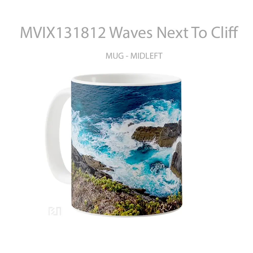 Mug Waves Next To Cliff Gelas Keramik Unik - All-side / Desain
