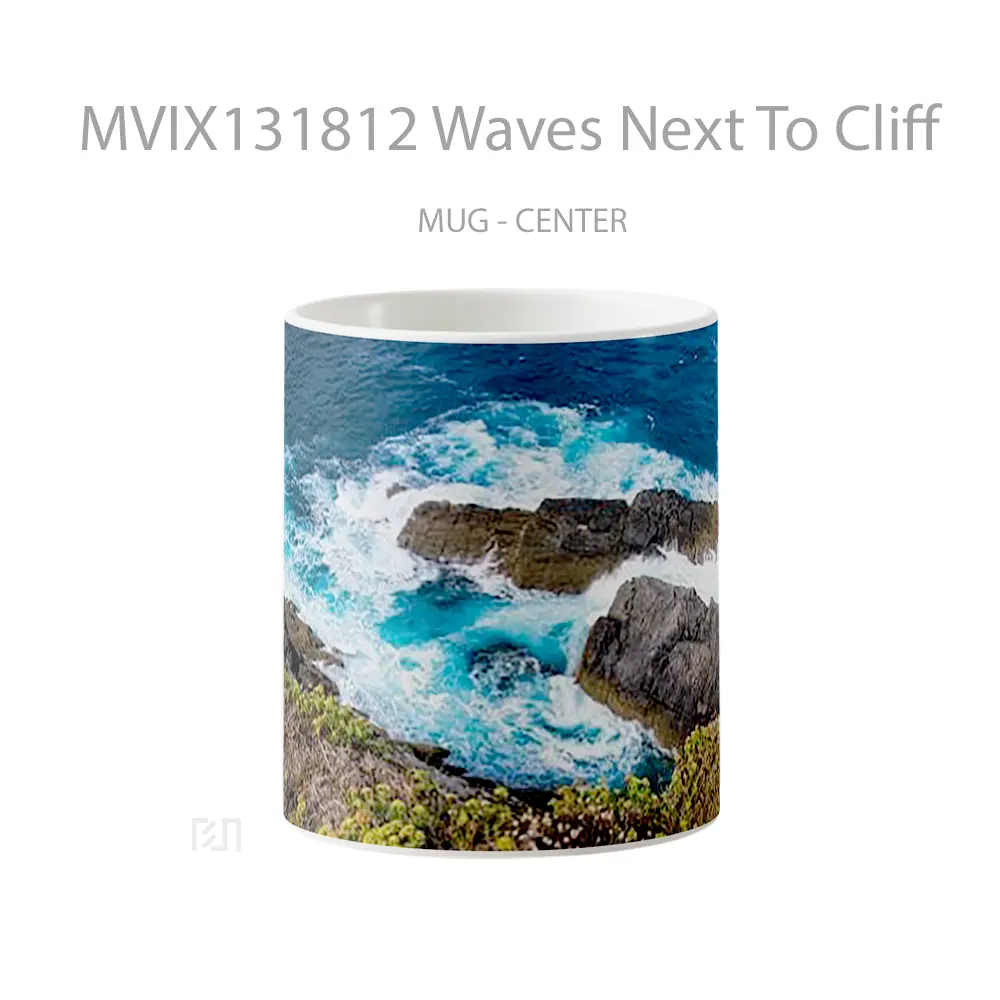 Mug Waves Next To Cliff Gelas Keramik Unik