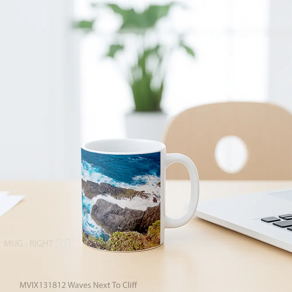 Mug Waves Next To Cliff Gelas Keramik Unik - All-side / Desain