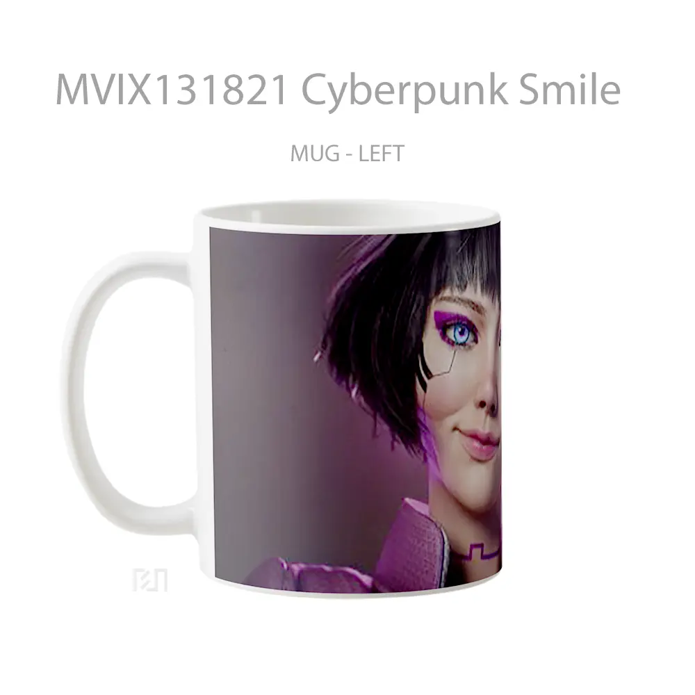 Mug Cyberpunk Smile Cangkir Gamer - All-side / Desain